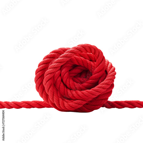 red rope roll photo isolated on white background