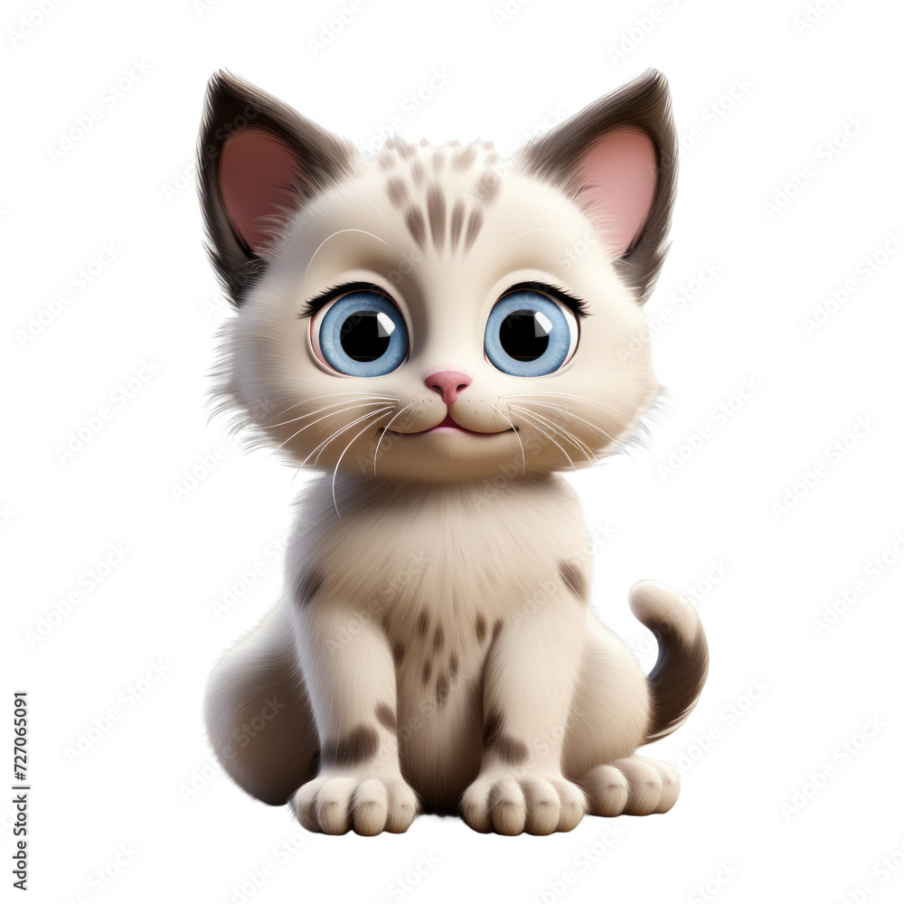 Funny 3D cute Siamese cat cartoon on transparent background Funny 3D cute Siamese cat cartoon on transparent background