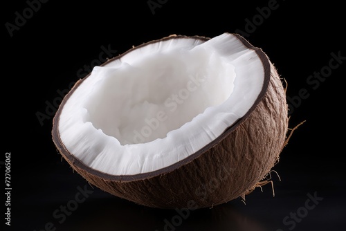 Coconut on black background.