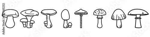 Mushroom vector icon set. fungus illustration sign collection. food symbol.