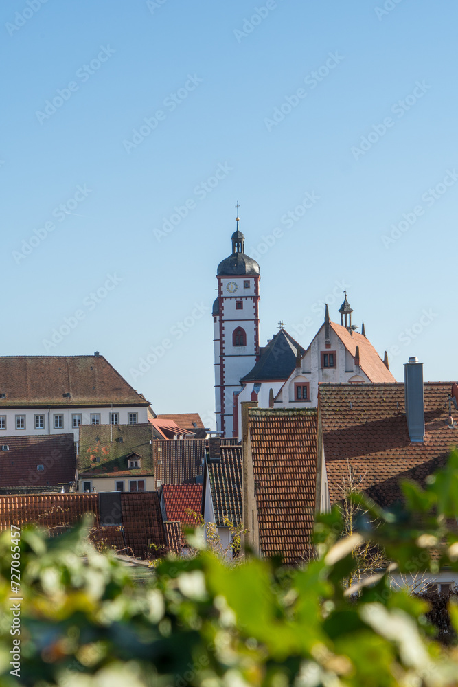 View to the church Saint Augustinus in the german city called Dettelbach