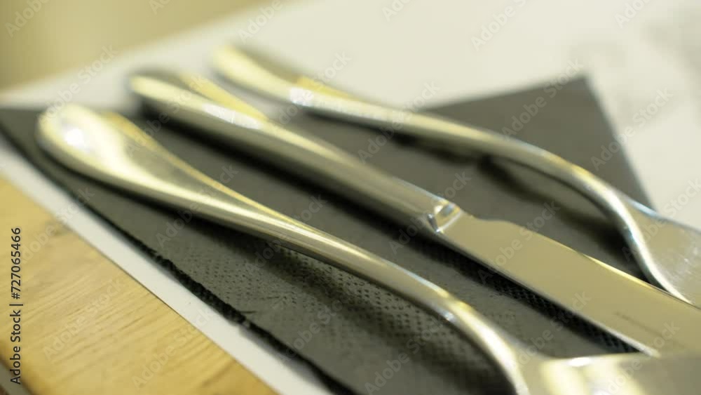 Close Up Of Cutlery On Table In Restaurant Close Up Of Cutlery On Table In Restaurant