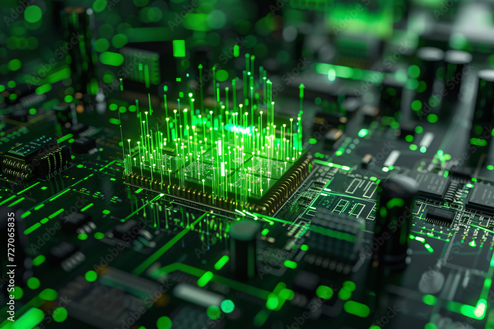 CPU Neon Flow: A Futuristic Representation of Advanced Technology with Green Data Flowing Across a Microchip and Motherboard CPU Neon Flow: A Futuristic Representation of Advanced Technology with Green Data Flowing Across a Microchip and Motherboard