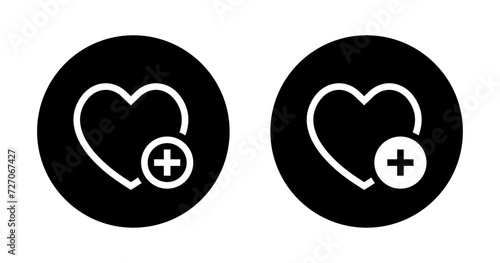 Add to wishlist love line icon vector in black circle