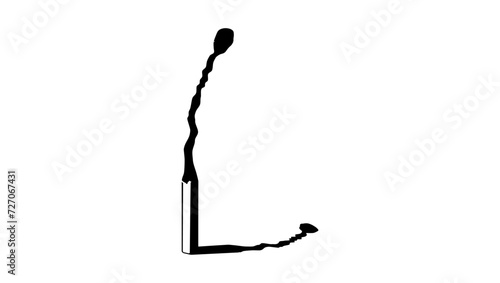 used matchstick, black isolated silhouette