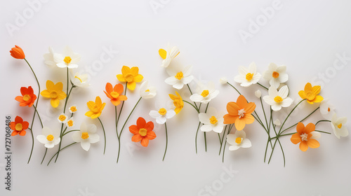 spring flowers background, minimalism flowers, minimalism wallpaper, spring flowers on a table, yellow and red flowers, spring wallpaper