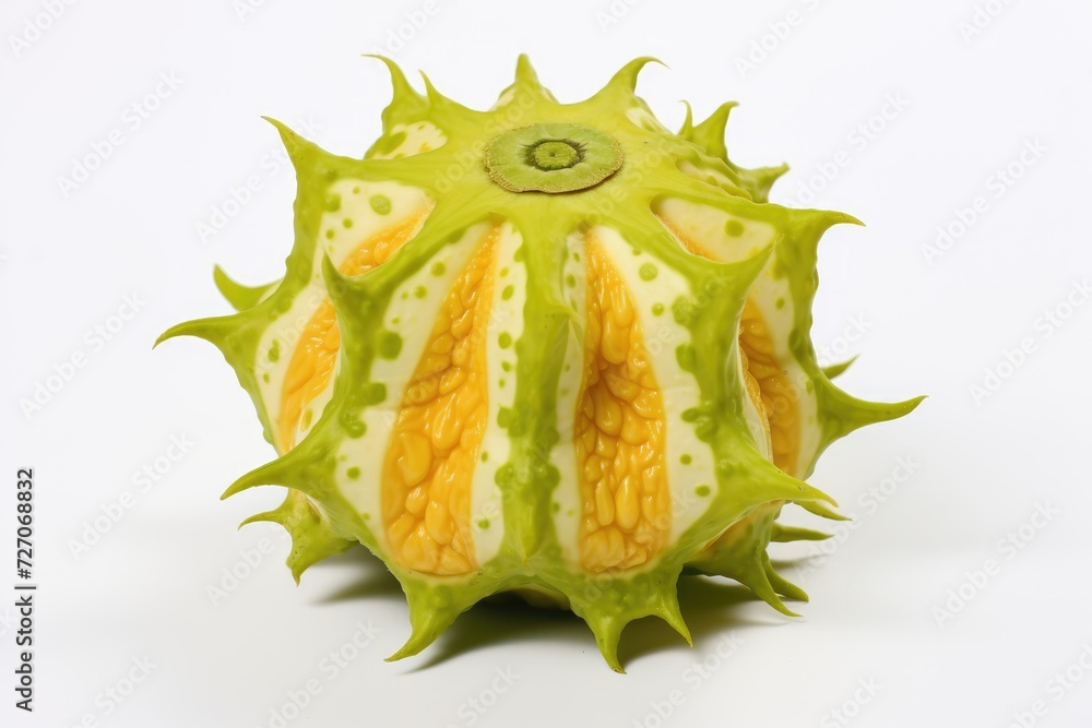 Horned melon, Kiwano on white background. Horned melon, Kiwano on white background.