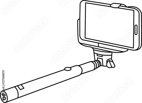 Selfie Stick Outline Vector Illustration