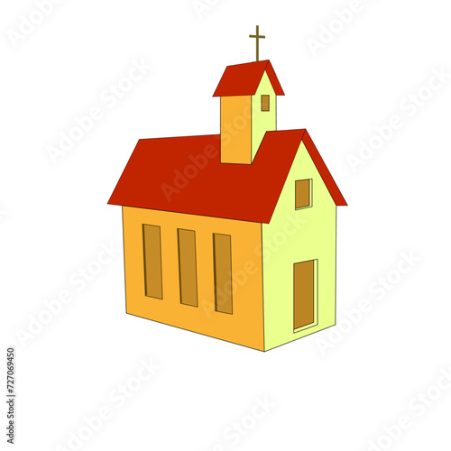 3d Church vector isolated icon. Isolated on white background.