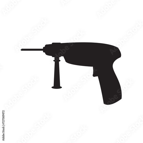 Drill icon on white background. Silhouette vector design. 