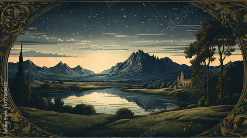 湖と山と星空