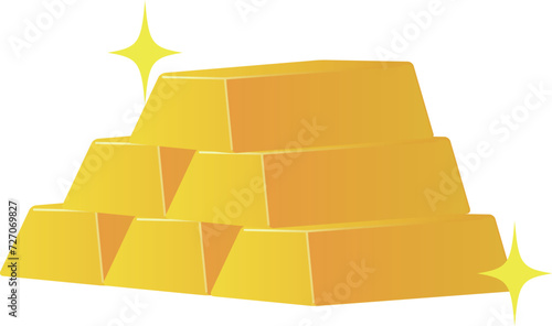 Illustration of three stacked gold bars photo