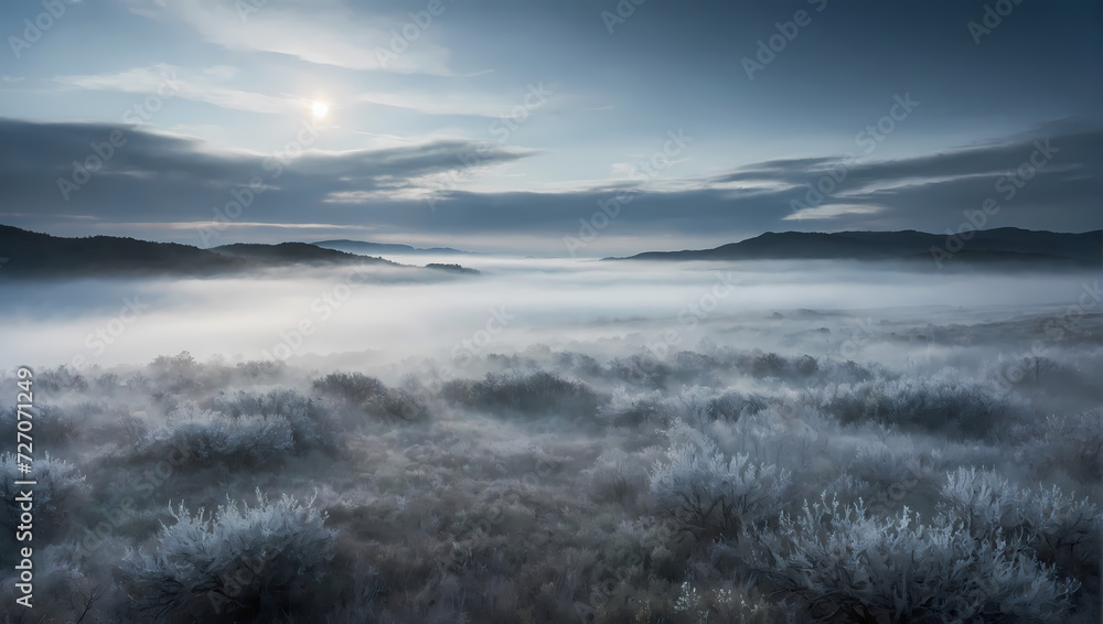 Silver luminosity fog gently settling, bringing a sense of quiet radiance and sophistication to the atmosphere.