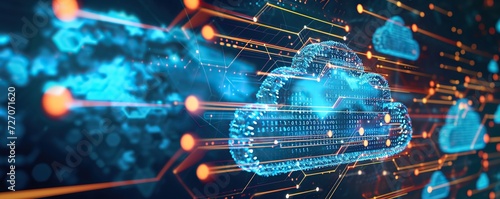 Cloud technology concept with cyber security data protection system