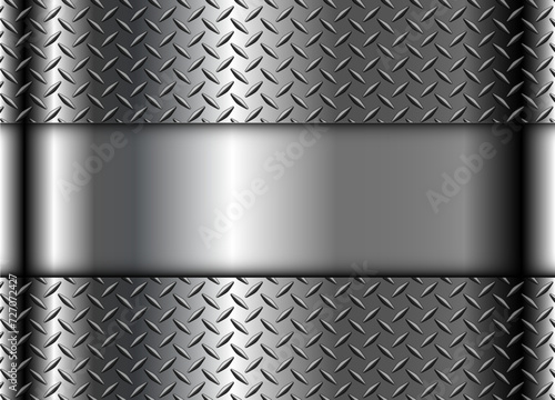 Silver metal background with diamond plate texture pattern, shiny chrome texture.