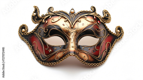 Colorful and vibrant opera carnival mask isolated on a white background, perfect for adding a touch of mystery and elegance to your designs. © stocker