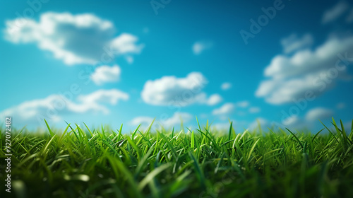 Beautiful landscape with green grass and blue sky. 