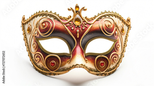 Stunning opera carnival mask isolated on white background. This exquisite mask features intricate details, vibrant colors, and a touch of mystery, making it the perfect choice for any masque © stocker