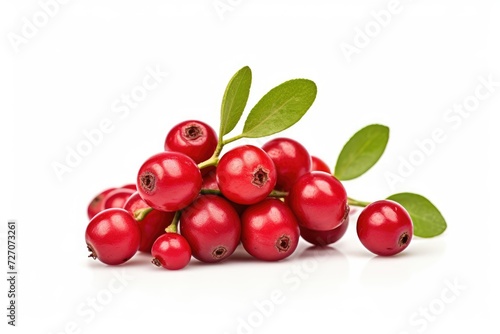 Lingonberry on white background.