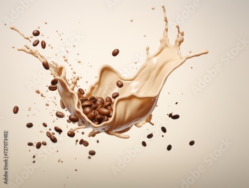 Coffee Splash in Isolation: A Dynamic and Artistic Vector Illustration with Grunge Texture and Vibrant Liquid Motion on a White Background