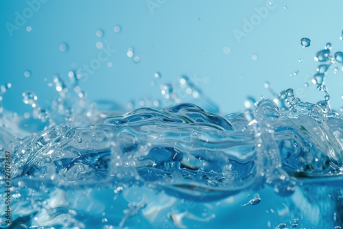 Powerful liquid explosion, sky blue Background, World water day concept