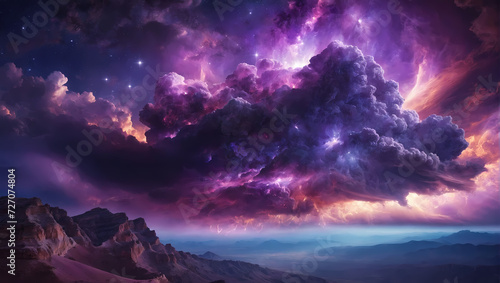 Amethyst radiance cloud forming a celestial presence, adding a touch of cosmic beauty to the environment.  © xKas