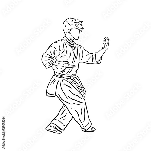 line art silhouette vector karate technique pos logo icon © irvan