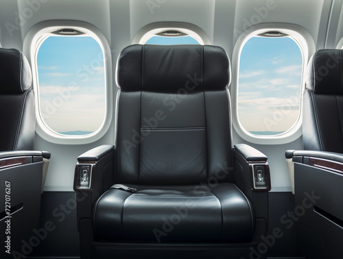 first class business luxury seats for vacations or corporate airplane travel with copy space area wide banner 