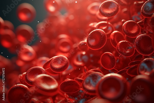 Blood red cells flowing through vein, Human red blood cells, Concept for medical health care.