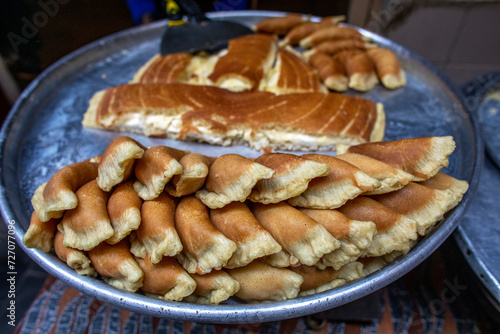 Pastries sold in the old Saida market during Ramadan, Lebanon