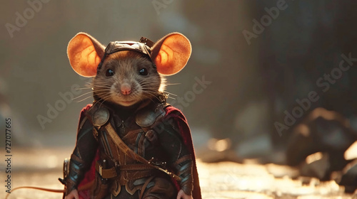 A Superhero Mouse against a Solid Backdrop. photo