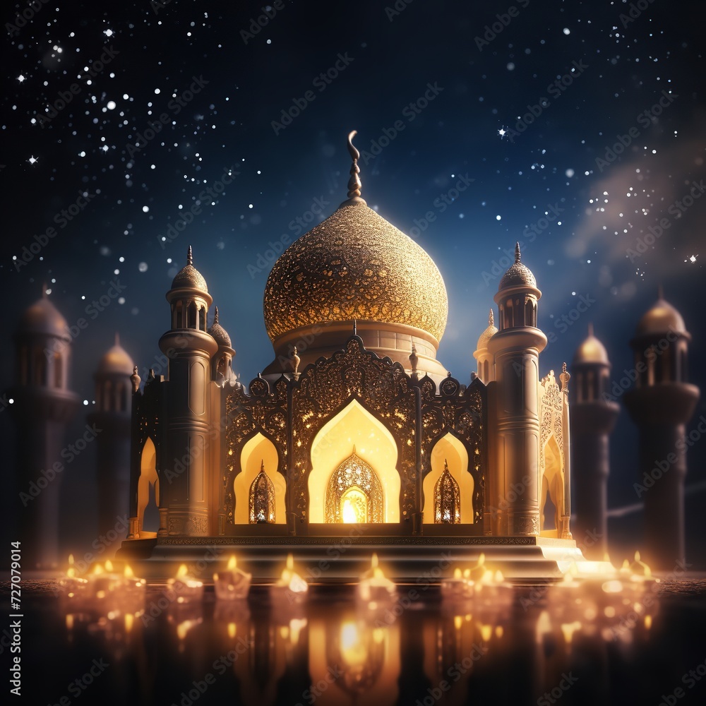 Free photo free photo Ramadan Kareem Eid Mubarak. mosque at night