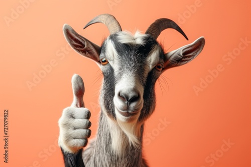 Goat showing thumb up. AI generative art