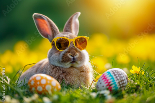 Easter bunny postacard, Generative AI photo