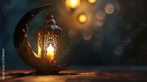 lamp in the mosque ramadan kareem background photo
