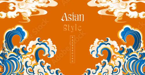 Vector oriental wave and cloud abstract illustration design