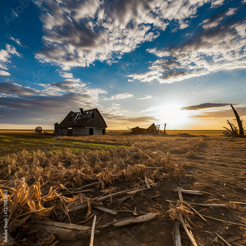 lifestyle photo climate change destroys farm.