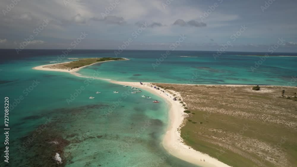 Los roques archipelago in venezuela with clear turquoise waters and boats, aerial view Los roques archipelago in venezuela with clear turquoise waters and boats, aerial view
