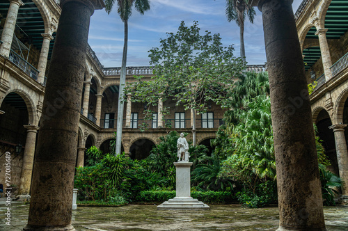 Monument to Columbus in the courtyard of the captains general's residence. Now the Havana Museum. Cuba. photo