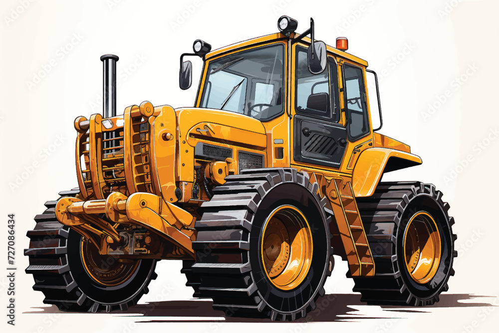 Yellow bulldozer isolated over a white background