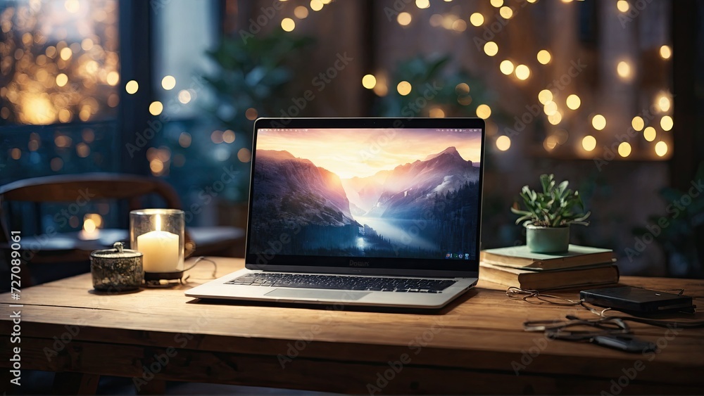 ai generatif christmas tree with laptop ai generatif christmas tree with laptop
