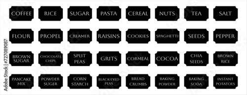 Set of rustic vector kitchen sticker, cute spice pepper labels, outline herb tag, jar label.