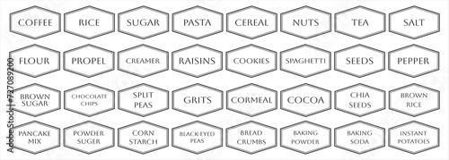 Set of kitchen stickers, tag, jar label.