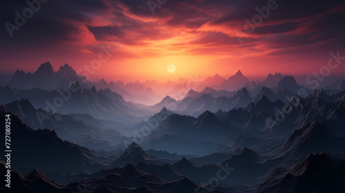 Stunning mountains  panoramic peaks PPT background