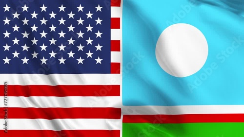 USA and Sakha Republic Flag Loop photo