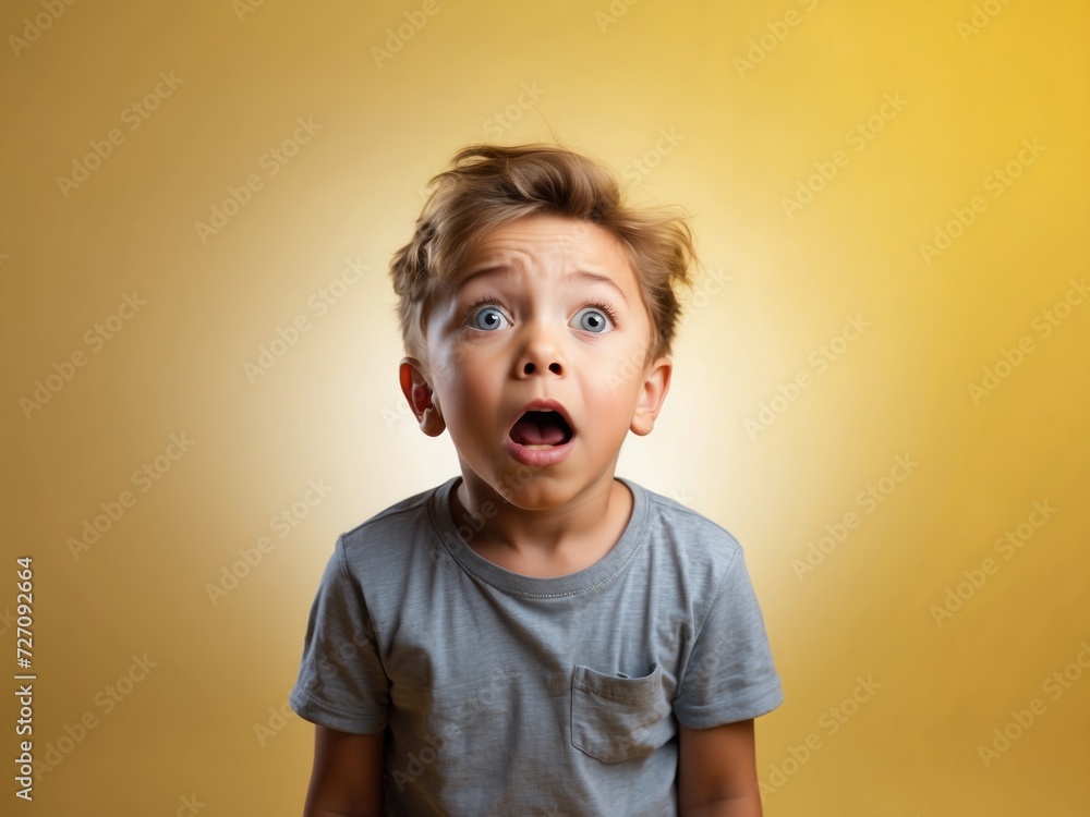 Innocent Little Boy Amidst Yellow Glow Innocent Little Boy Amidst Yellow Glow
