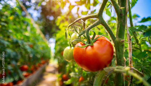赤く色づくトマトの栽培家庭菜園