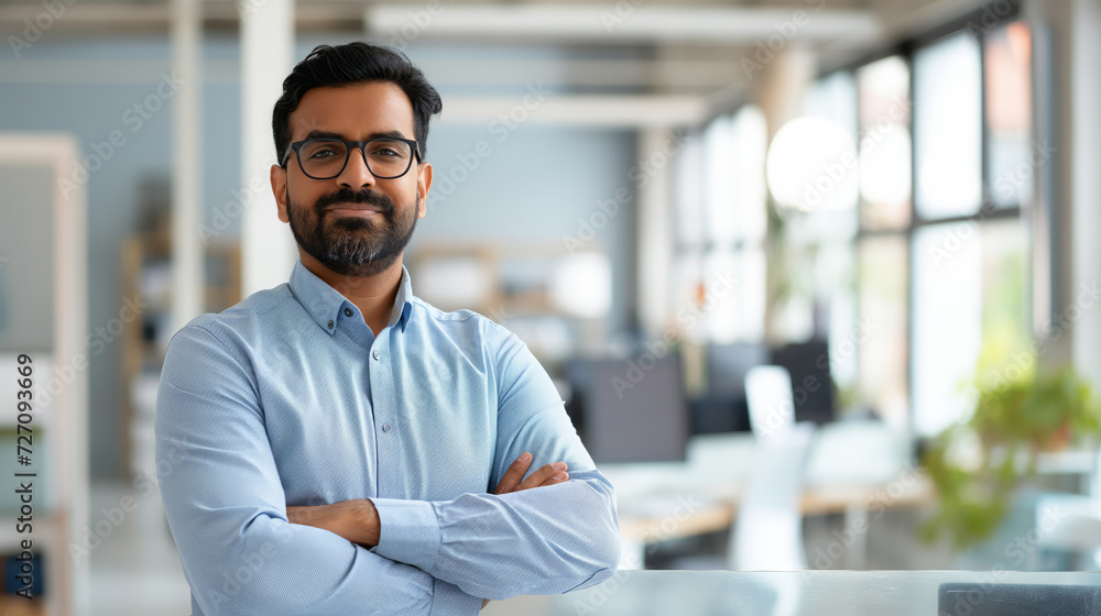 Half-pose image featuring a indian professional with a confident stance Half-pose image featuring a indian professional with a confident stance