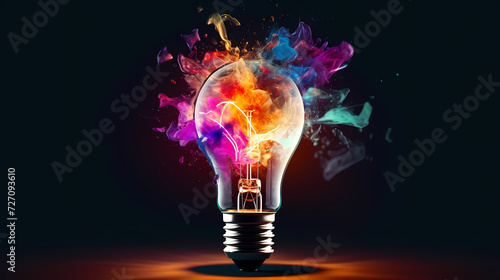 Abstract human brain or light bulb, creative PPT background