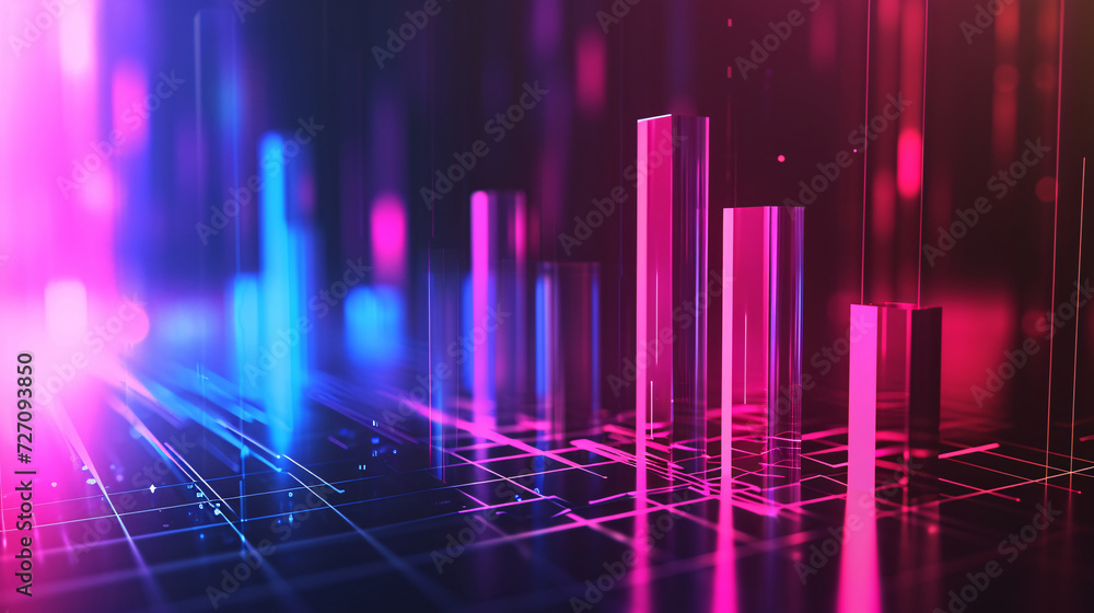 Financial data curve chart, financial technology themed big data analysis bar chart background